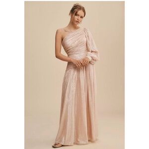 Elegant One-Shoulder Tan Dress